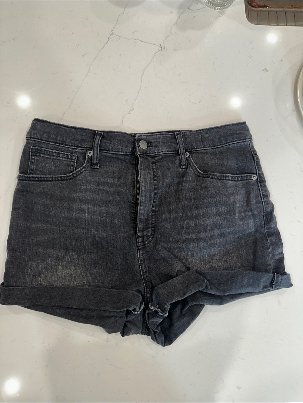 Madewell High-waisted Black Denim shorts